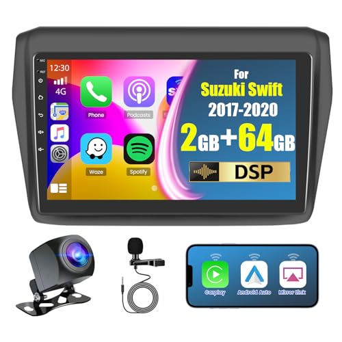 Hikity for Suzuki Swift 2017-2020 Android 15 Car Stereo, 2+64G 9 Inch Touchscreen Radio with Wireless Carplay, Android Aut...