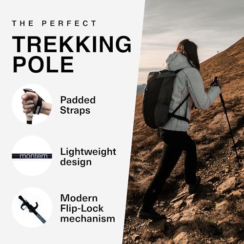 Montem Ultra Light 100% Carbon Fiber Trekking, Walking, and Hiking Poles - One Pair (2 Poles) - Ultra Light, Quick Lockin...