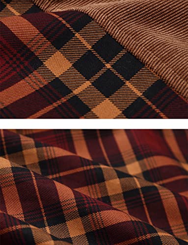 Haellun Men's Long Sleeve Sherpa Lined Shirt Jacket Flannel Plaid Fleece Coats