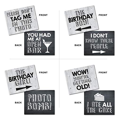 UP THE MOMENT Birthday Photo Booth Props - 20 Designs, 8x10, Double Sided, Funny Adult Birthday Photo Booth Props, 30th 40...