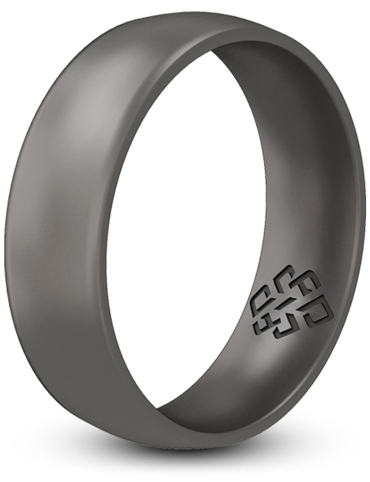Knot Theory Dark Silver Silicone Ring for Men Women - Breathable Comfort Fit 6mm Wedding Band Size 5