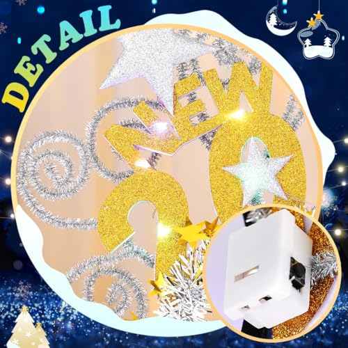 Zoestar Light Up 2026 Headband LED New Year Headbands NYE Glow Party Hair Accessories for Women