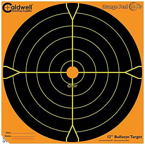 Caldwell Orange Peel Bullseye Targets with Flake Off Material, Strong Adhesive and Multiple Sizes for Outdoor, Range, Shooting and Hunting