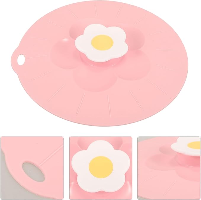 Reusable Silicone Lid Pink Flower Design Stretch Bowl Cover for Microwave Food Storage Refrigerator and Freezer Safe Flexible Kitchen Silicone Lid for Pots and Glassware