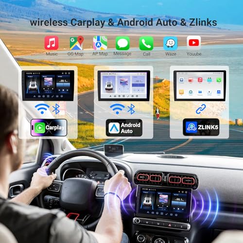 Haudio Double Din Android 13 Car Stereo - 9" HD Touchscreen with Wireless CarPlay & 14-Band DSP, 50W×4 Hi-Fi, Dual USB/DV...