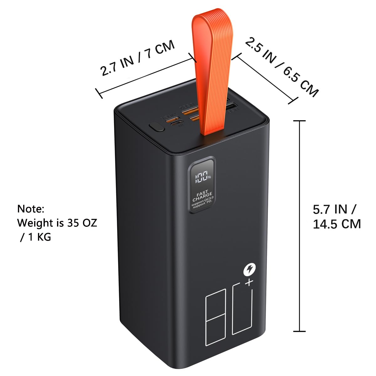 Lohao 80000Mah Power Bank Fast Charging, 30W Pd & Qc 3.0 High Capacity Portable Charger, 5 Output 2 Input Usb-C Large Battery Pa