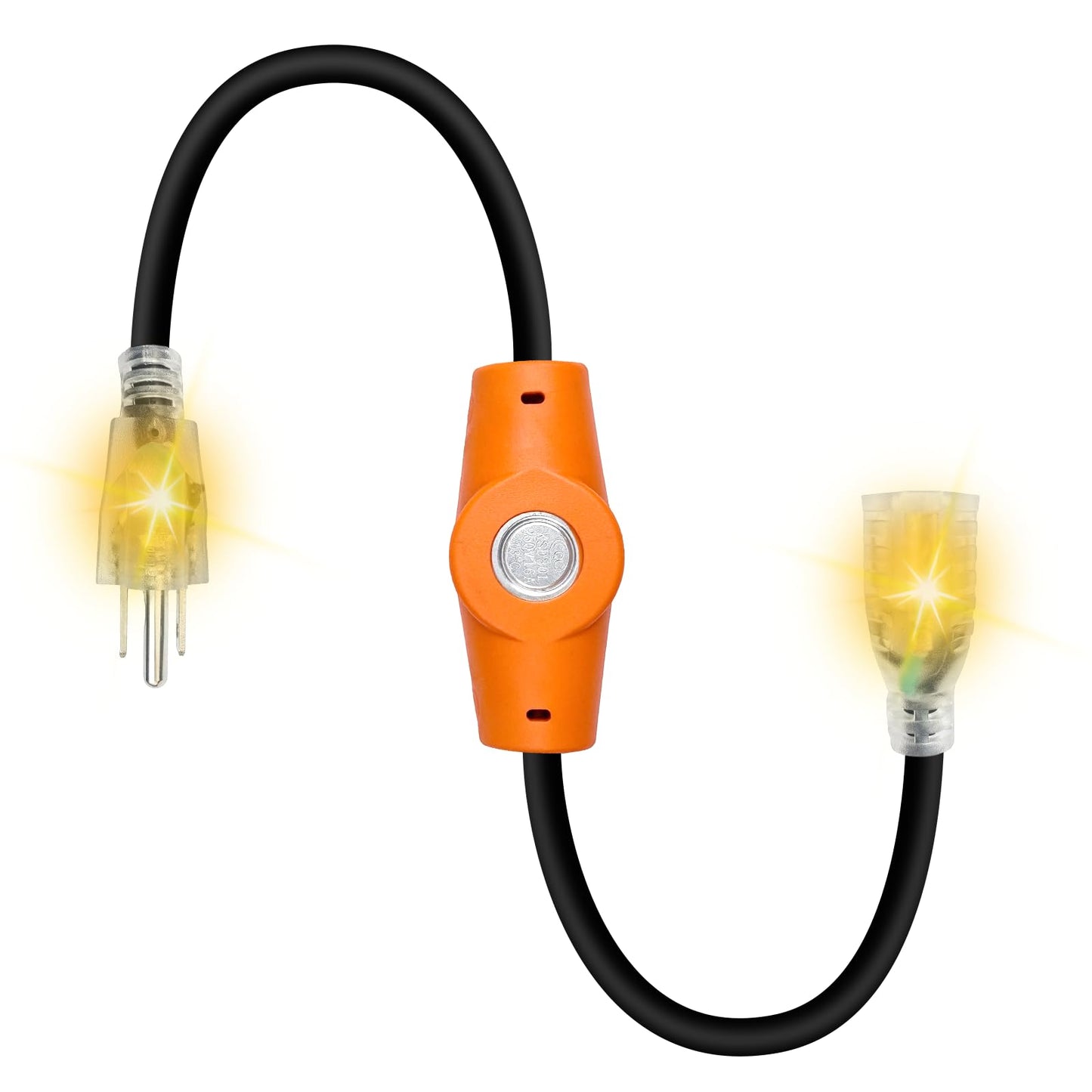 MAXKOSKO 2PCS 120V Temperature Controlled Extension Cord, Heat Cable Controller, Thermostatically Controlled Outlet Auto On/Off Below 37°F/Over 50°F, 20" Cord for Covered Outdoor Outlets
