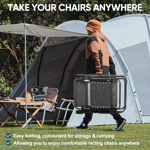 NEWBULIG Zero Gravity Chair Set of 2, Lounge Chair Folding Portable Adjustable Camping Reclining Chairs with Adjustable Po...