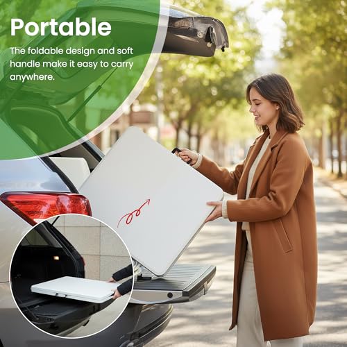 LING RONG Folding Table 6FT Portable Heavy Duty Plastic Table with Carrying Handle Fold-in-Half Utility Foldable Tables fo...