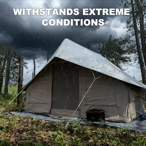 10‘ x 13’ Rain Fly Fits for 6-8 People, 4 Season Waterproof and Ultralight Survival Tent Shelter Awning Sunshade Cloth, Ea...