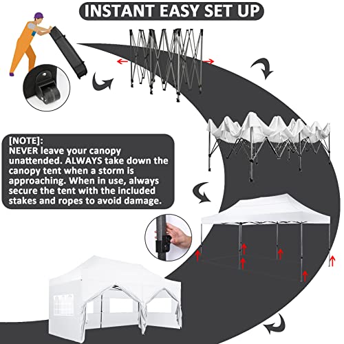 COBIZI 10x20 Pop Up Canopy with 6 Sidewall,Heavy Duty Canopy UPF 50+ All Season Wind Waterproof Commercial Outdoor Wedding...