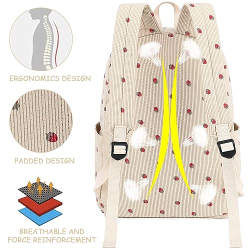 Bluboon School Backpack for Teen Girls Bookbags Elementary High School Corduroy Laptop Bags Women Travel Daypacks