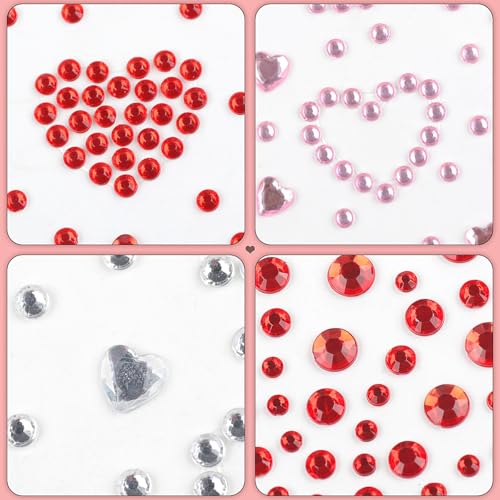 Doneace Heart Rhinestones Self Adhesive Face Gems Stickers, Hair Gems Face Jewels Festival Essentials Rave Accessories Rhi...