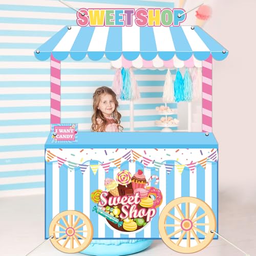 Sweet Shop Shaped Photo Prop Candy Theme Birthday Party Decor 60 x 48inch Fabric Sweet Photo Booth Frame Hanging Backdrop ...