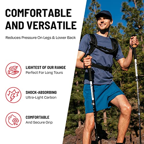 ATACAMA Lightweight Foldable Carbon and Aluminum 7075 Collapsible Hiking Sticks with Cork Handle - Hiking Poles Telescopic...