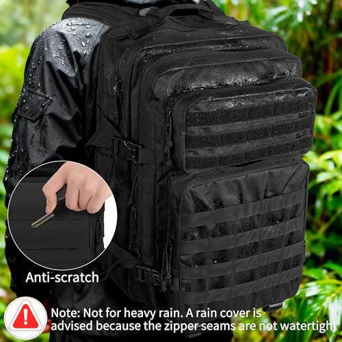 IBVIVIC 45L Military Tactical Backpack for Men, Large Molle Backpacks Outdoor Tactical Bag for Hiking Camping Travel (Black)