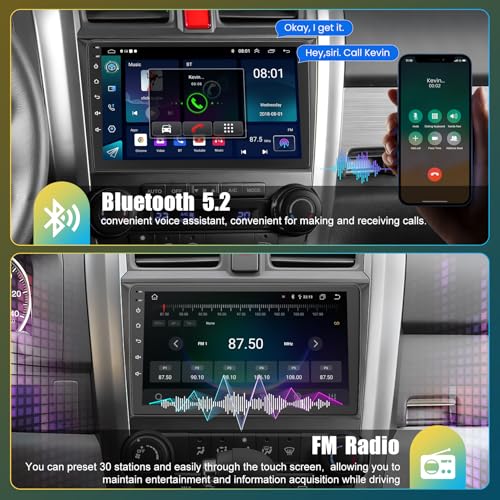 4G+64G Android 12 Car Radio for Honda CRV 2007-2011, 9'' Head Unit Stereo with WiFi/5G, Wireless CarPlay+Android Auto, GPS...