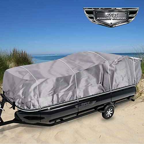 Pyle Boat Cover for Deck Boats - 21-24 ft Heavy Duty Pontoon Boat Cover, Waterproof Marine Grade Polyester, UV & Weather Resistant, Fits Beam Width up to 94", Storage Bag,