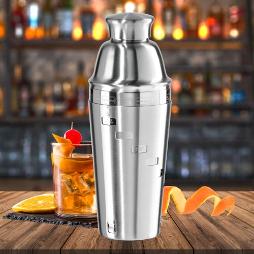OGGI Dial A Drink Cocktail Shaker - Stainless Steel, 15 Recipes, Built in Strainer, 34 oz - The Original and Only Dial A D...