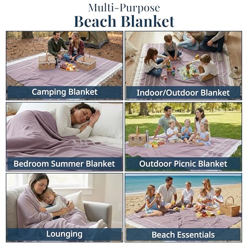 LANE LINEN Picnic Mat for Beach Vacation Essentials - Large Outdoor Blanket,Quick Dry and Pre-Washed, Soft Comfort, Perfec...