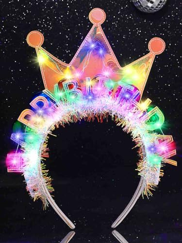 DRESBE Light Up Birthday Headband LED Crown Headbands Birthday Party Favors Hair Accessories for Women