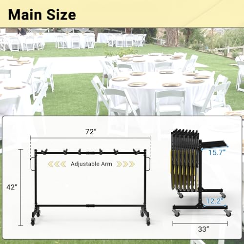 Eastrexon Folding Chair Rack, Heavy-Duty Folding Chair Cart with Swivel Wheels, 600 LBS Capacity for 12 Tables or 42 Chair...