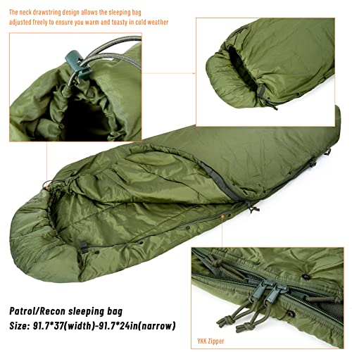 MT Army Military Modular Sleeping Bags System, Multi Layered with Bivy Cover for All Season, Woodland/Multicam