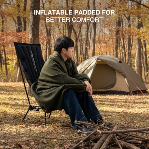 BLACK ORCA High Back Camping Chairs Inflatable Portable Camping Chair Lightweight Compact Folding Chairs with Carry Bag fo...