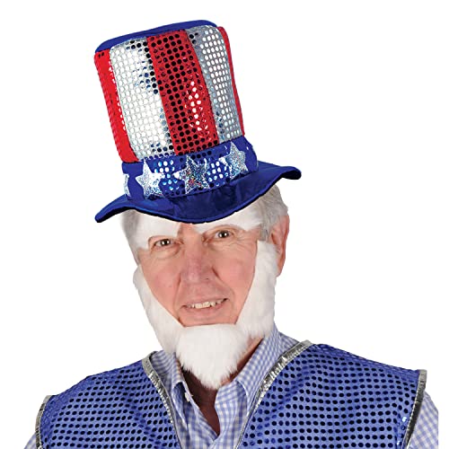 Beistle Glitz N’ Gleam Uncle Sam Top Hat, Independence Day, Memorial Day, Patriotic Stars & Stripes Novelty Photo Prop