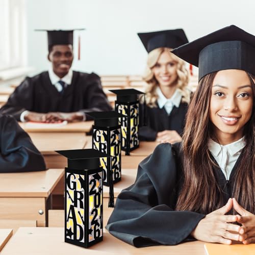 Tellingyou 9 Pcs Graduation Table Centerpieces Boxes 2026 Graduation Lantern Boxes with LED Light Small Cap Table Decorati...