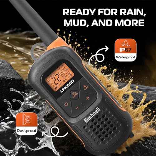Bushnell LPX650 Walkie Talkie Radio - Reliable Quality, Rugged Floating Design, 2W Power for 42 Miles of Range, Two Way Radios Equipped for Wherever Life Takes You (2 Pack)