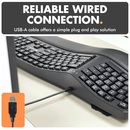 X9 Wired Ergonomic Keyboard with Cushioned Wrist Rest - Type Comfortably Longer - USB Wired Split Keyboard for Laptop, PC...
