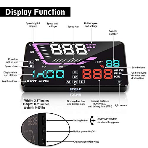 Heads Up Display HUD Screen - Universal 5.5’’ Car Head-Up Windshield Display w/Multi-Color Screen Projector Vehicle Speed,...
