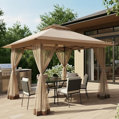 Bezseller 13x13 Pop Up Gazebo Tent with Mosquito Netting – Quick Set Up, Water-Resistant Outdoor Canopy for Patio, Garden,...