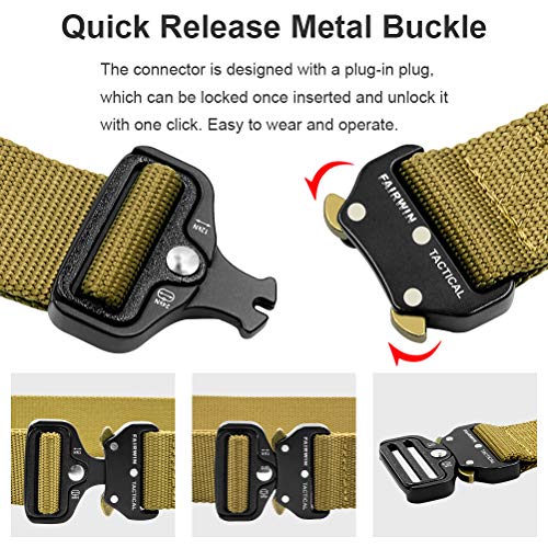 FAIRWIN Men's Tactical Belt, Rigger Belt, Utility Nylon Web Waist Work Belt for Men with V-ring Quick-Release Buckle