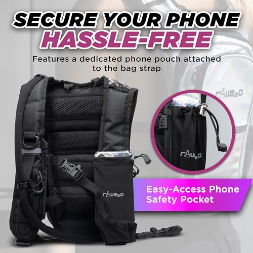 Rave2o Rave Hydration Backpack – Anti-Theft Festival Hydration Pack with 1.5L Leakproof TPU Bladder – Slim, Insulated Wate...