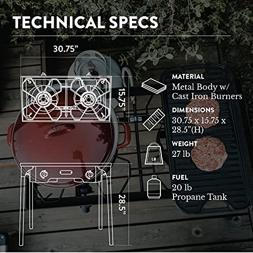 Gas One Propane Double Burner Two Burner Camp Stove with Windscreen Outdoor High Pressure Propane 2 Burner Adjustable PSI ...