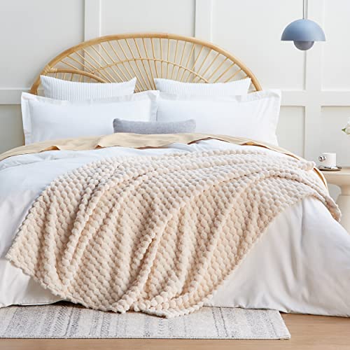 EXQ Home Fleece Throw Blanket for Couch or Bed - 3D Imitation Turtle Shell Jacquard Decorative Blankets - Cozy Soft Lightw...