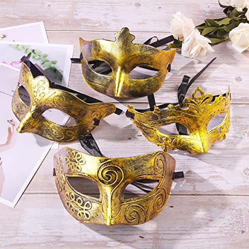 Yunsailing 40 Pcs Masquerade Mask Bulk Vintage Mardi Gras Masks Antique for Venetian Ball Christmas Cosplay Performance Pr...