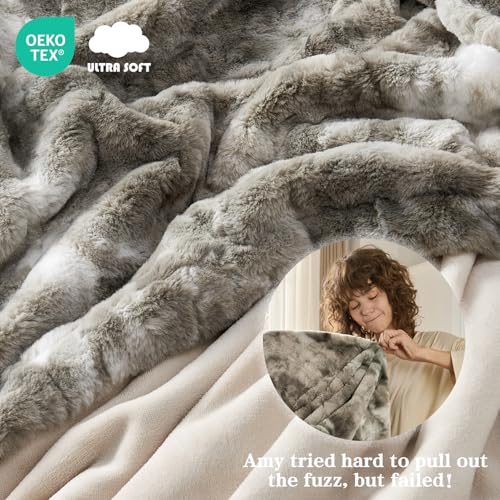 Krifey Oversized Faux Fur Throw Blanket, Soft Fluffy Fuzzy Cozy Blanket for Couch, Sofa and Bed, Luxury Mink Plush for Wom...