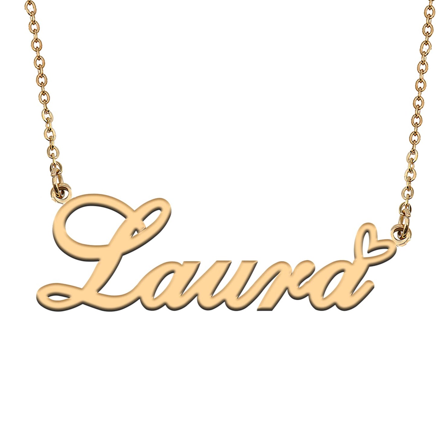 HUAN XUN Laura Name Necklaces for Women Stainless Steel Custom Name Necklaces Pendant Jewelry Gift for Christmas