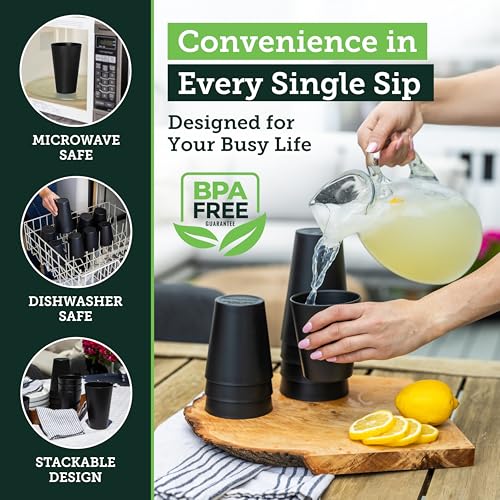 Grow Forward Premium Wheat Straw Cups - 13 & 20 oz Unbreakable BPA Free Hard Plastic Cups - Reusable Lightweight Plastic D...