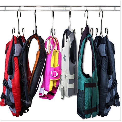 Life Jacket Hanger & Dryer - Drying Rack with 10 Hangers; Boating Storage (Black Set)
