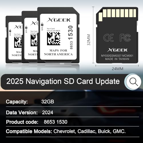 XGEEK 2025 Updated Version Navigation SD Card Map Update, Accessories 8653 1530 Compatible with GM Chevrolet, Cadillac, an...