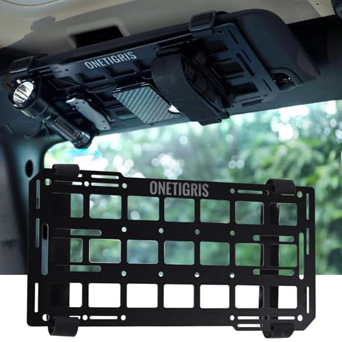 OneTigris Molle Visor Organizer, Fiberglass Rigid MOLLE Panel, Tactical Versatile Car Sun Visor Organizer Interior Accesso...