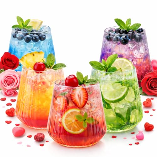 40 count Origami Ripple Unbreakable Stemless Plastic Wine Champagne Whiskey Glasses Elegant Durable Disposable Indoor Outd...