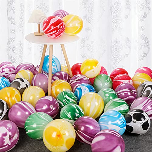 Rainbow Tie Dye Balloons 100PCS 12 Inch Agate Marble Latex Swirl Balloons For Tie Dye Birthday Party Supplies,Candyland,Ba...