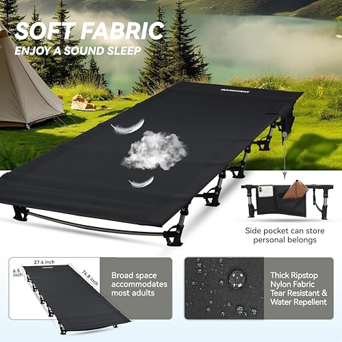 MARCHWAY Ultralight Folding Tent Camping Cot Bed, Portable Compact for Outdoor Travel, Base Camp, Hiking, Mountaineering, ...