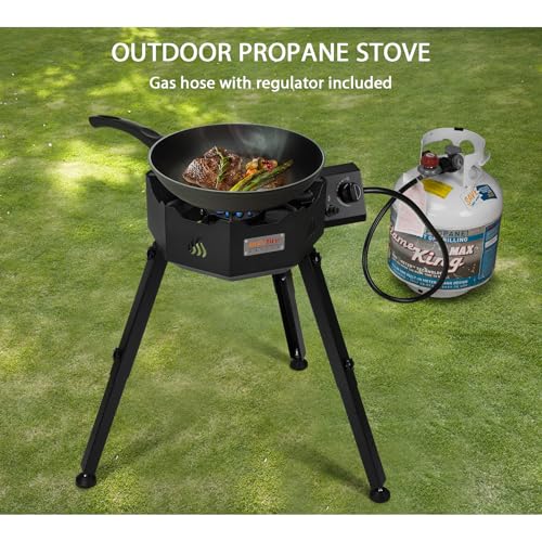 ONLYFIRE GRILLS Portable Gas Burner with Adjustable Removable Legs, Propane Camping Stove for Backyard RV Tailgating Outdo...