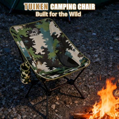 TUIKEN Ultralight Camping Chair Backpacking Chair, Portable Camp Chair with Cup Holder & Storage Bag, Lightweight Compact ...